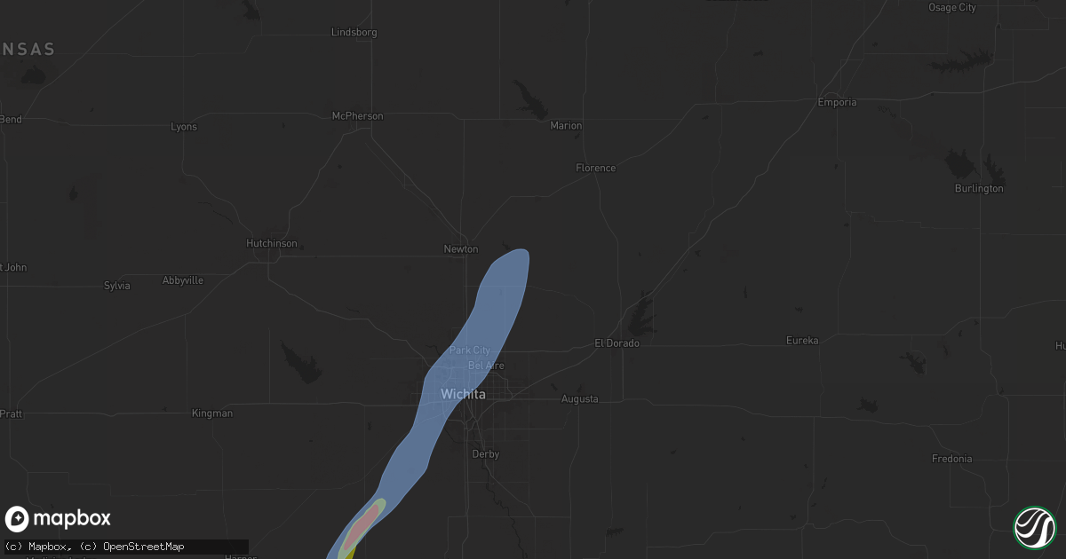 Hail map in Whitewater, KS on July 18, 2025