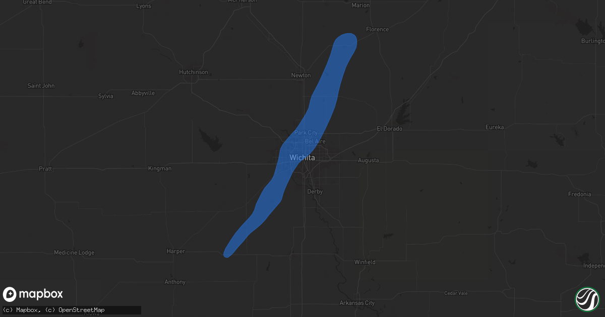 Hail map in Wichita, KS on July 18, 2025