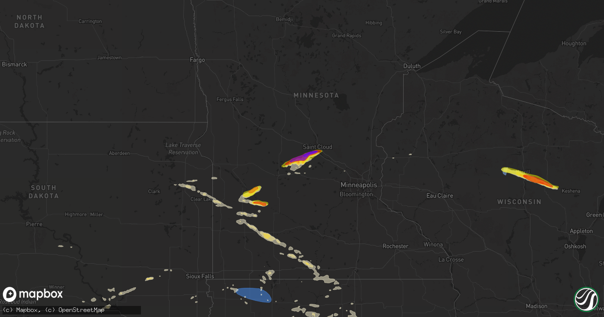 Hail map on July 18, 2025