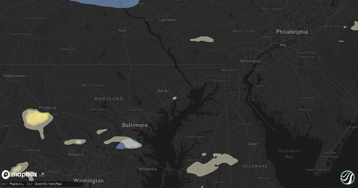Hail map in Aberdeen, MD on July 18, 2026