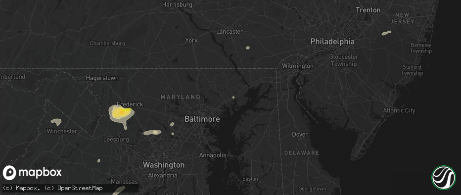 Hail map in Abingdon, MD on July 18, 2026