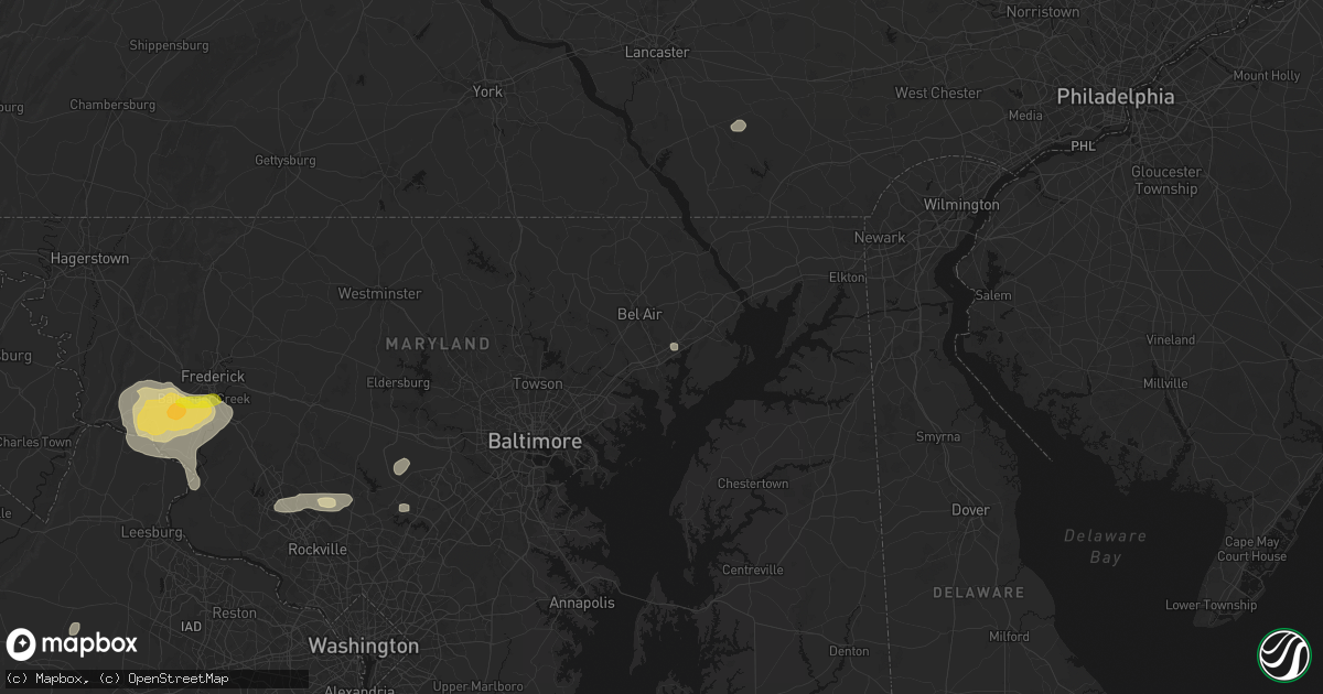 Hail map in Abingdon, MD on July 18, 2026