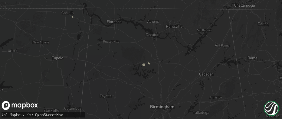 Hail map in Addison, AL on July 18, 2026