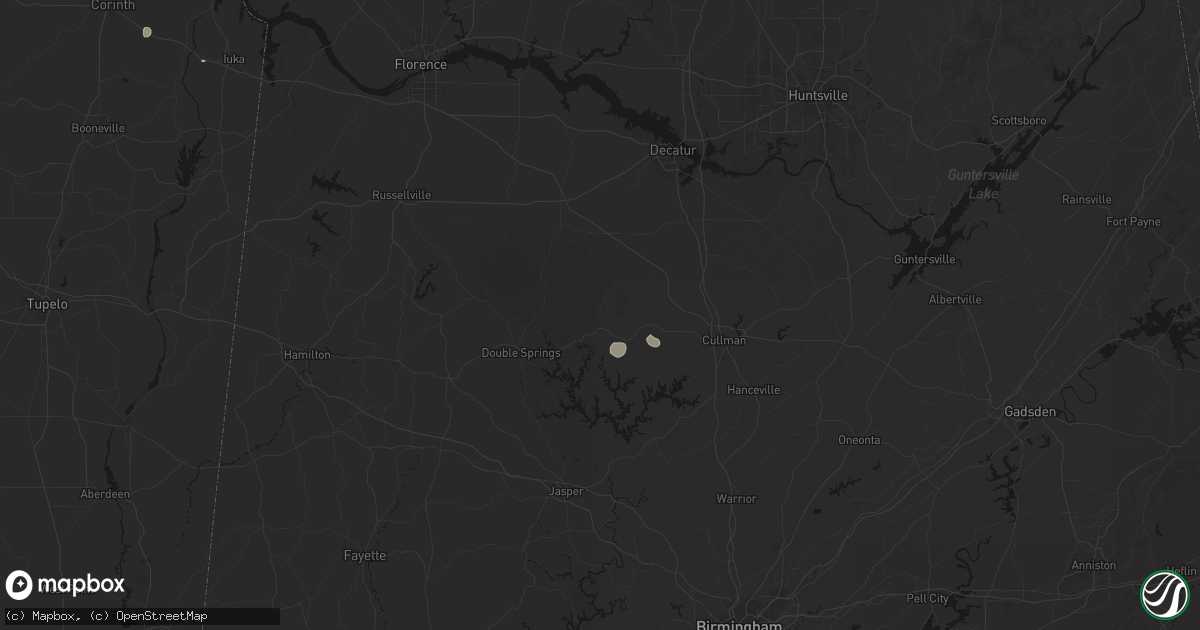 Hail map in Addison, AL on July 18, 2026