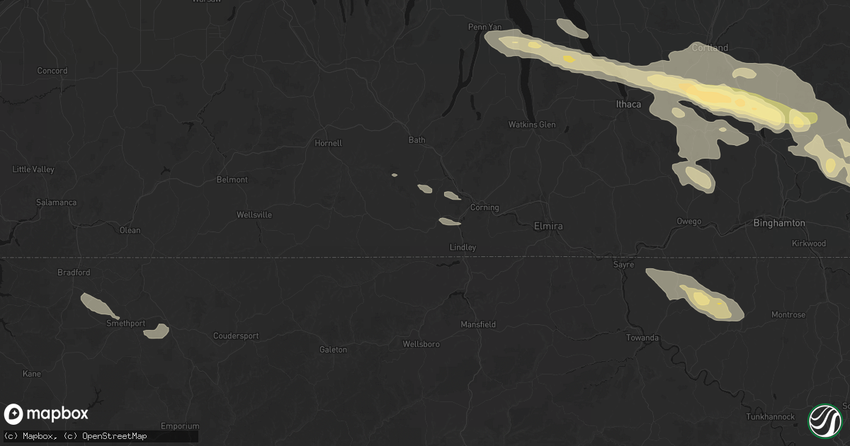 Hail map in Addison, NY on July 18, 2026