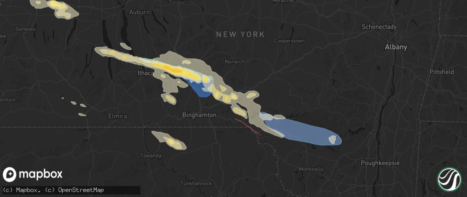 Hail map in Afton, NY on July 18, 2026