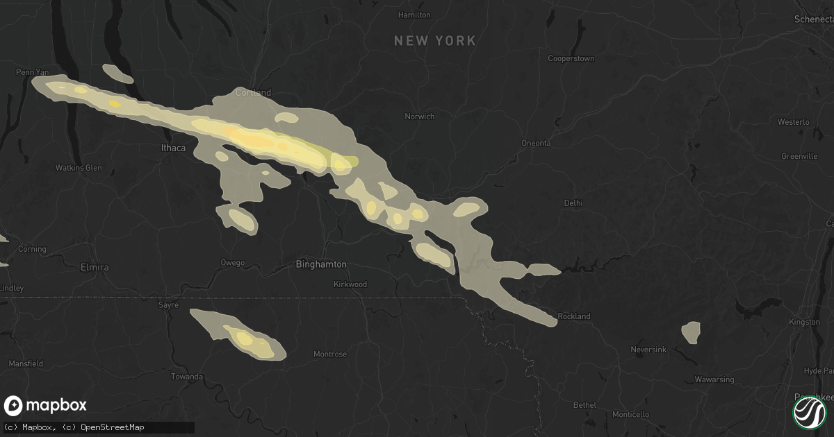 Hail map in Afton, NY on July 18, 2026