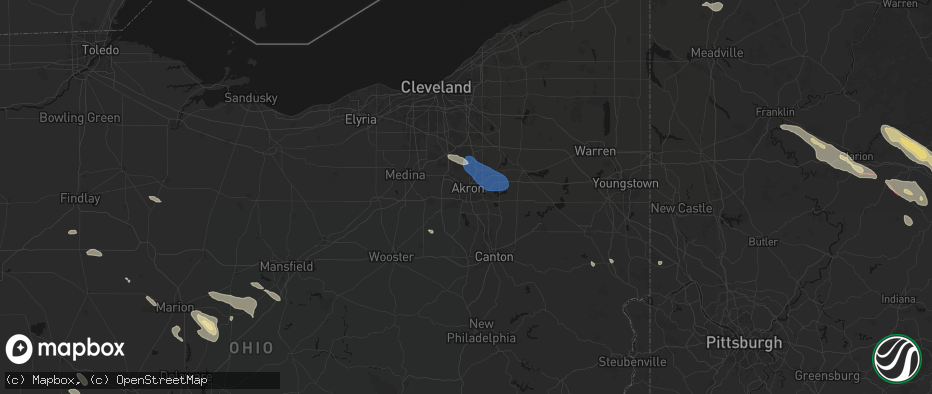 Hail map in Akron, OH on July 18, 2026