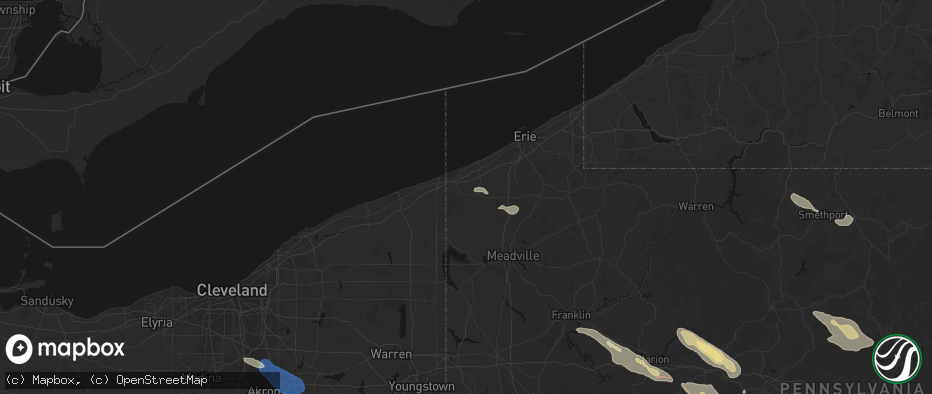 Hail map in Albion, PA on July 18, 2026