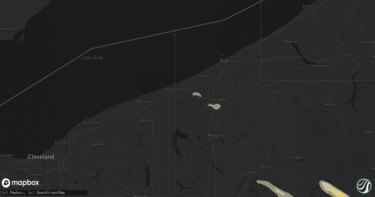 Hail map in Albion, PA on July 18, 2026
