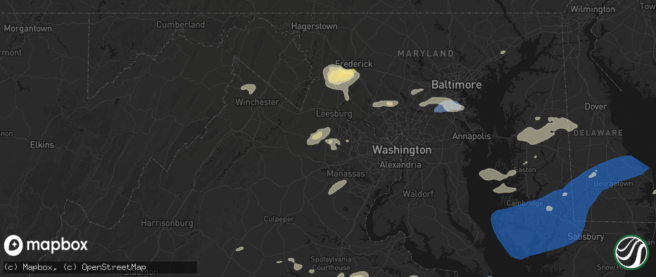 Hail map in Aldie, VA on July 18, 2026