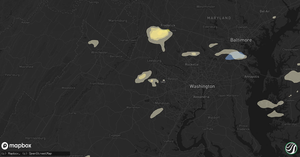 Hail map in Aldie, VA on July 18, 2026