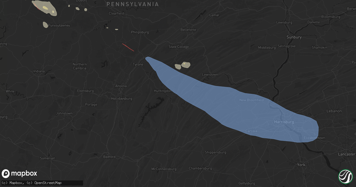 Hail map in Allensville, PA on July 18, 2026