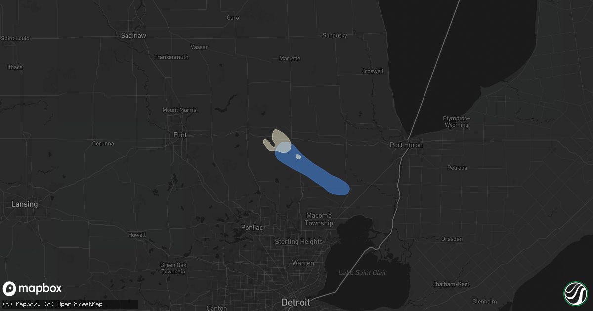 Hail map in Almont, MI on July 18, 2026