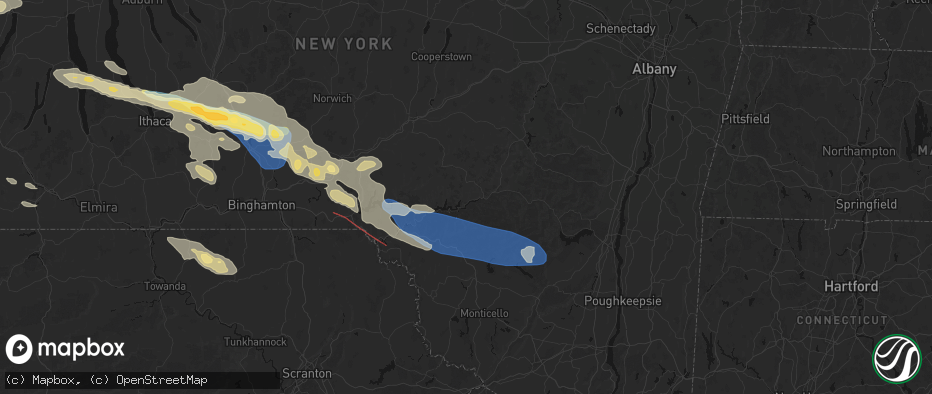 Hail map in Andes, NY on July 18, 2026