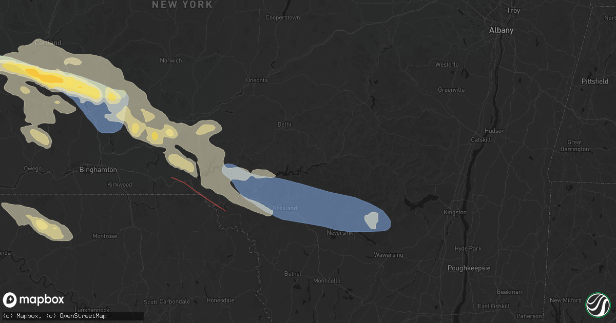 Hail map in Andes, NY on July 18, 2026