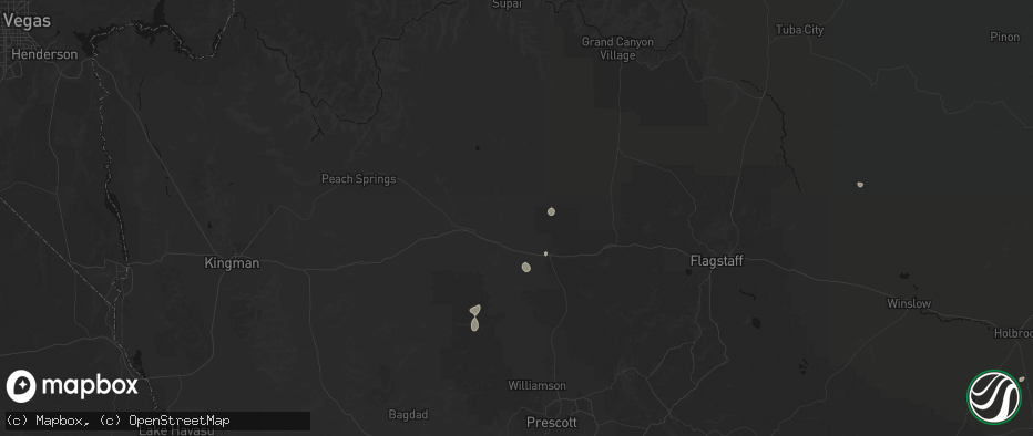 Hail map in Ash Fork, AZ on July 18, 2026