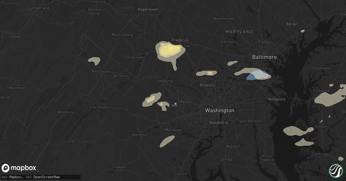 Hail map in Ashburn, VA on July 18, 2026