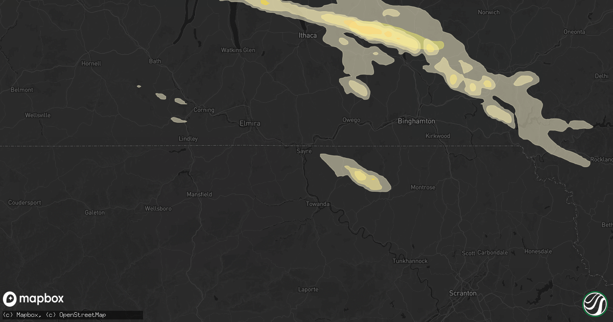 Hail map in Athens, PA on July 18, 2026