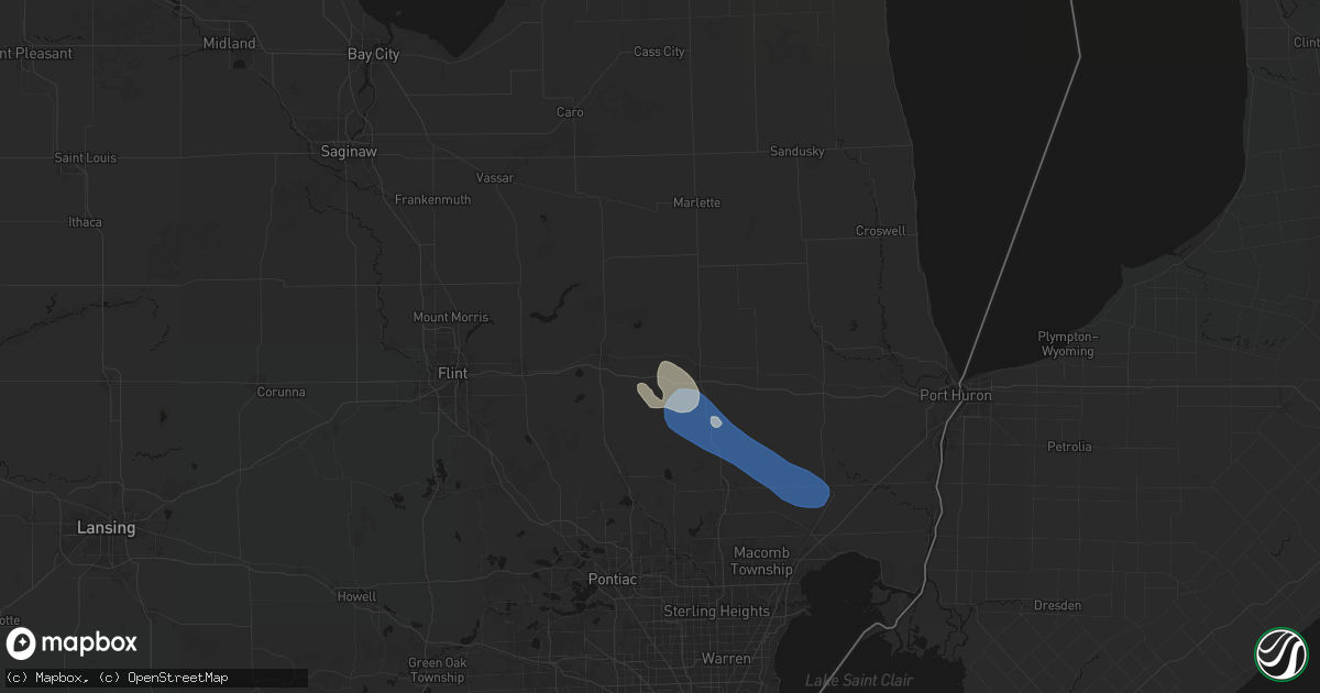 Hail map in Attica, MI on July 18, 2026