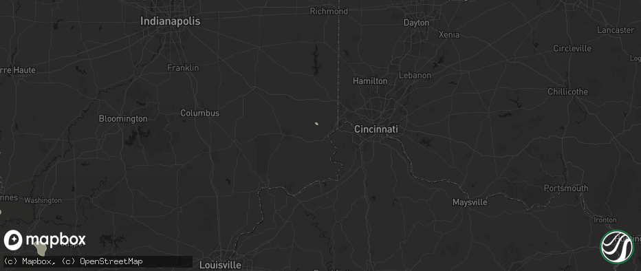 Hail map in Aurora, IN on July 18, 2026
