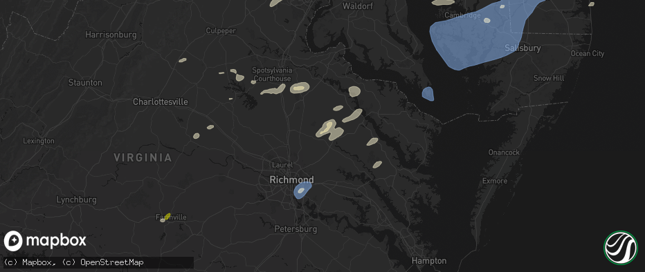 Hail map in Aylett, VA on July 18, 2026