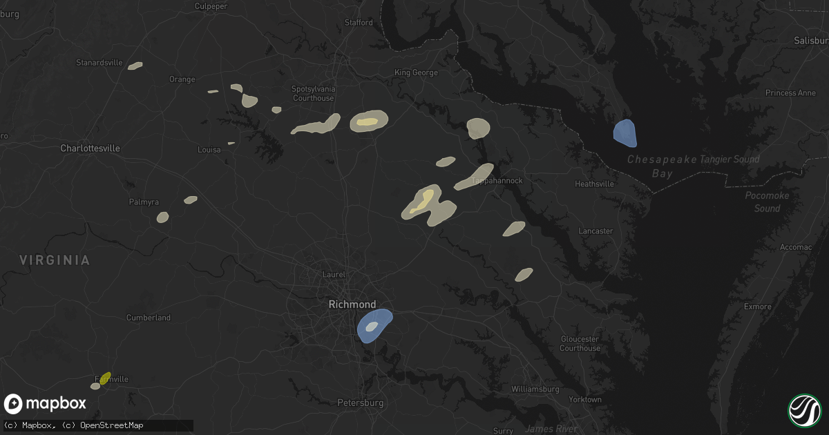 Hail map in Aylett, VA on July 18, 2026