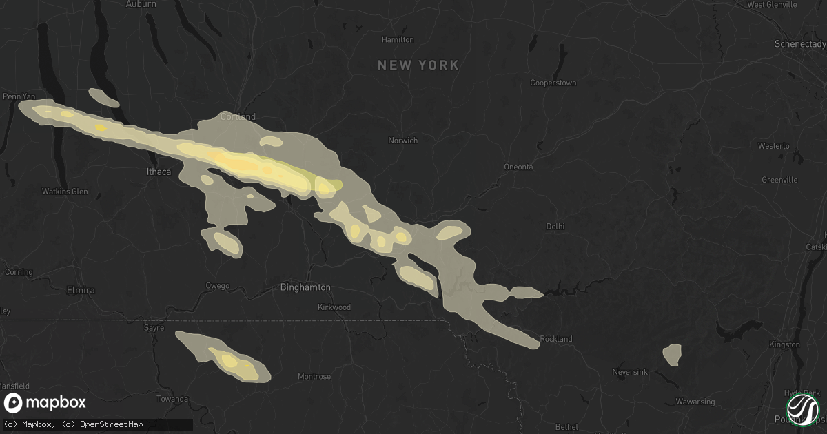 Hail map in Bainbridge, NY on July 18, 2026
