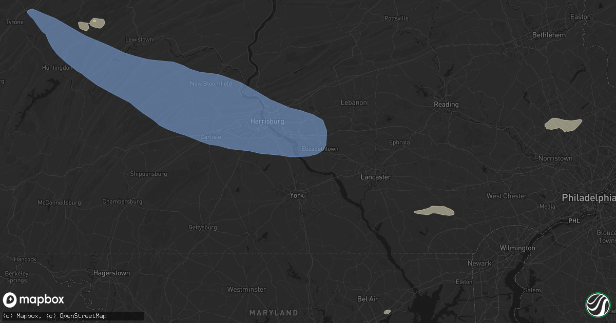 Hail map in Bainbridge, PA on July 18, 2026