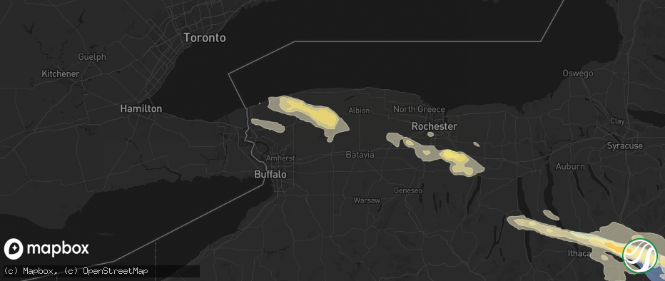Hail map in Basom, NY on July 18, 2026