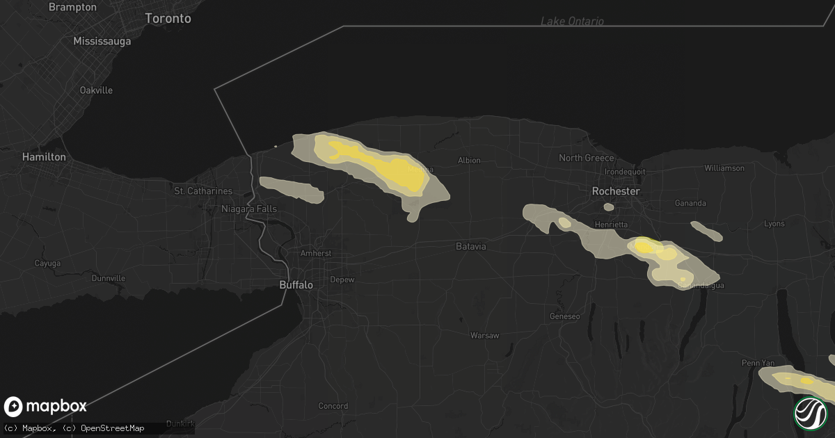 Hail map in Basom, NY on July 18, 2026