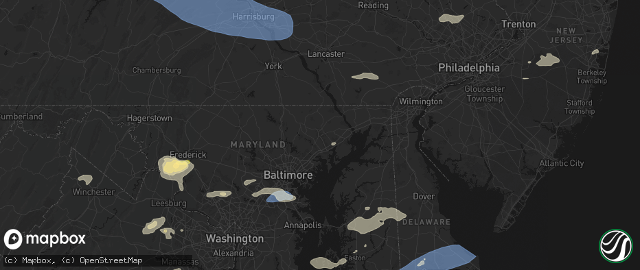 Hail map in Bel Air, MD on July 18, 2026