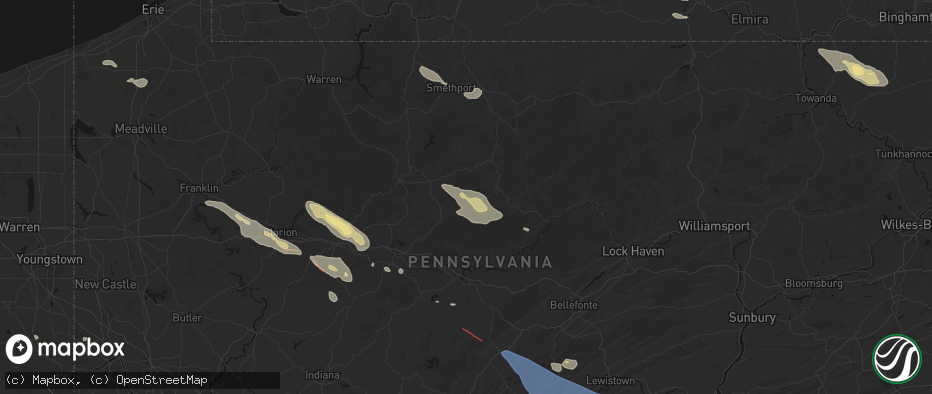 Hail map in Benezett, PA on July 18, 2026