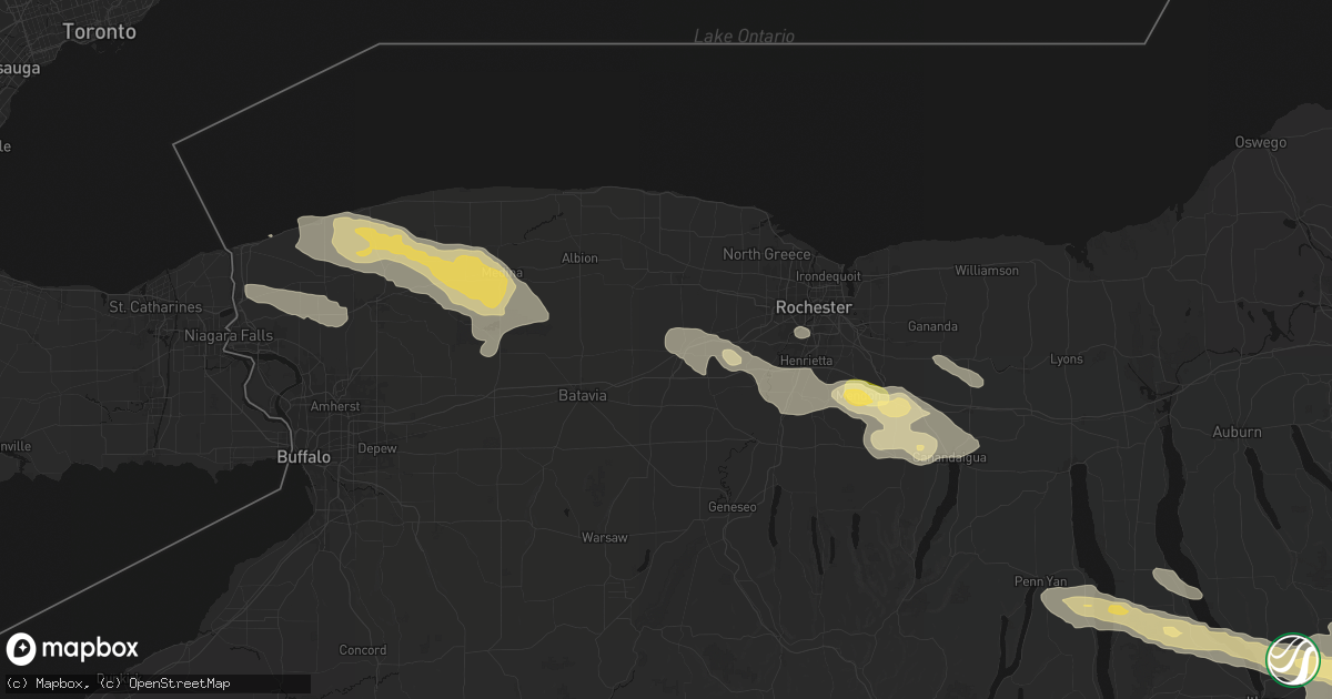Hail map in Bergen, NY on July 18, 2026