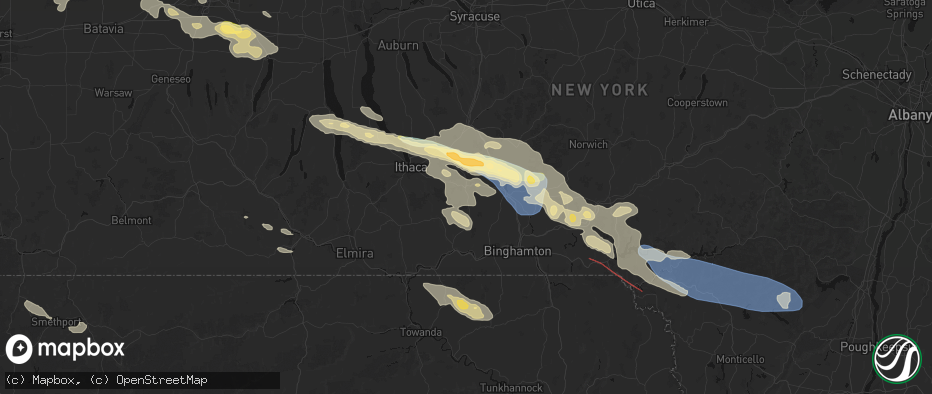 Hail map in Berkshire, NY on July 18, 2026