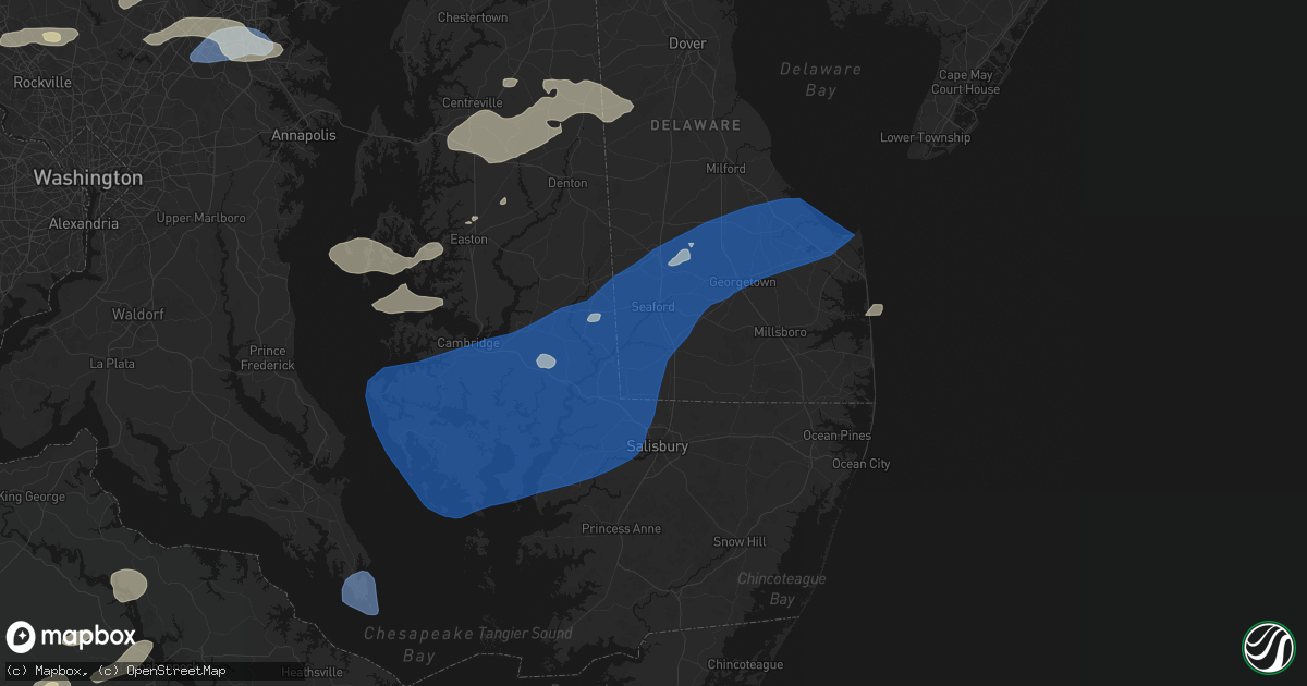 Hail map in Bethel, DE on July 18, 2026