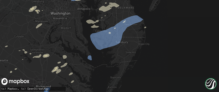 Hail map in Bivalve, MD on July 18, 2026