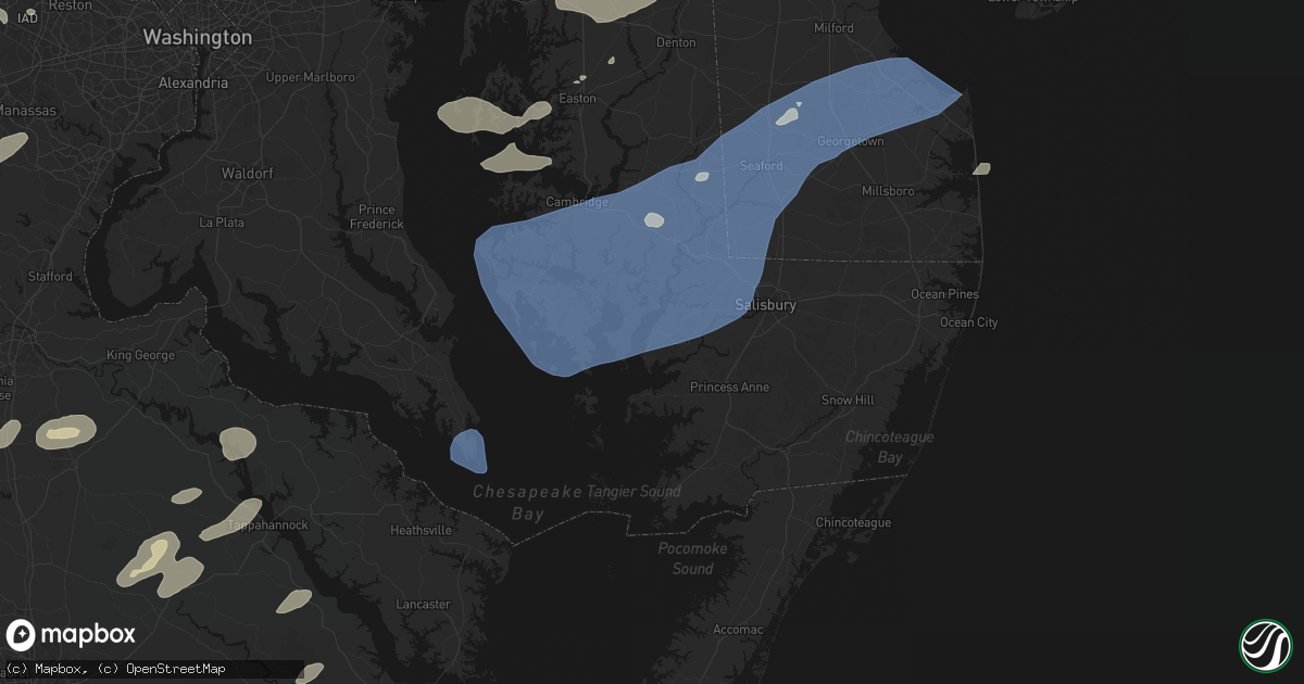 Hail map in Bivalve, MD on July 18, 2026