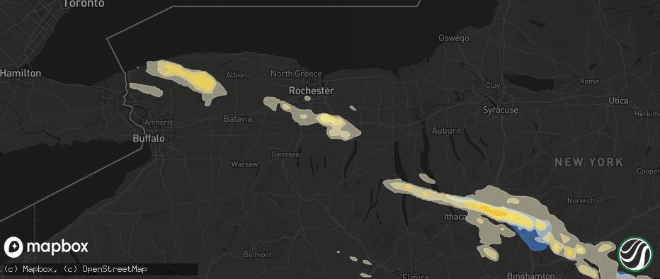 Hail map in Bloomfield, NY on July 18, 2026