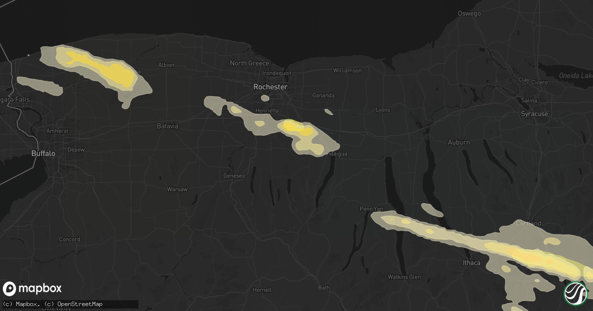 Hail map in Bloomfield, NY on July 18, 2026