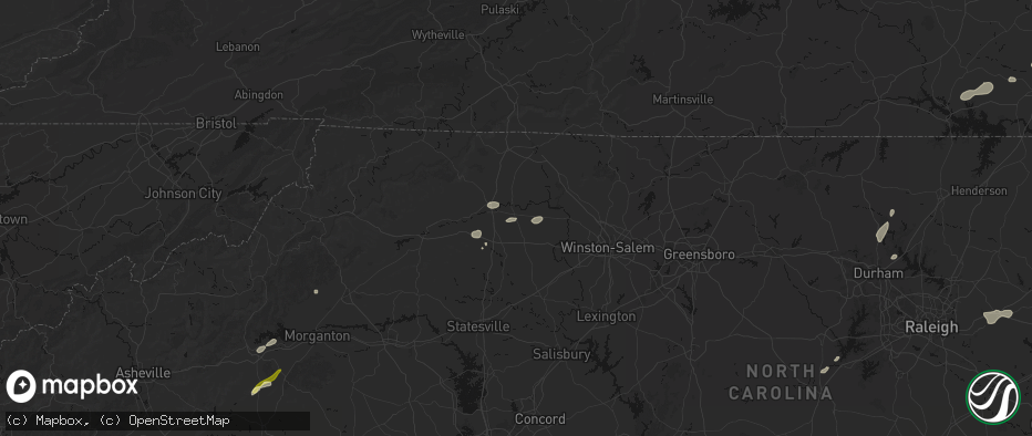 Hail map in Boonville, NC on July 18, 2026