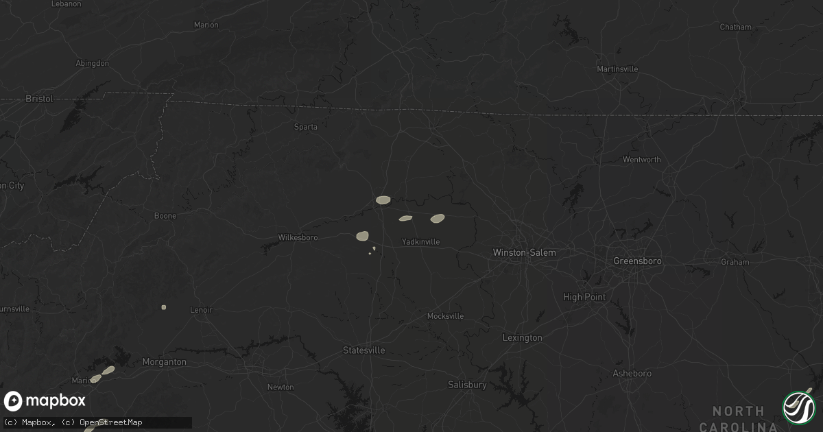 Hail map in Boonville, NC on July 18, 2026