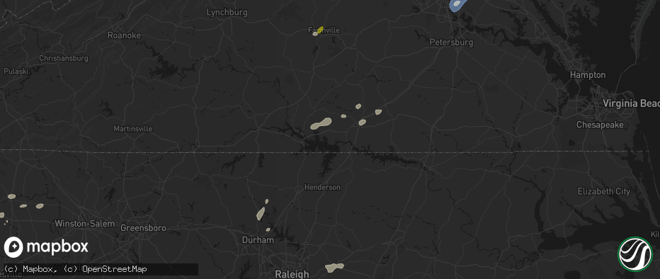 Hail map in Boydton, VA on July 18, 2026