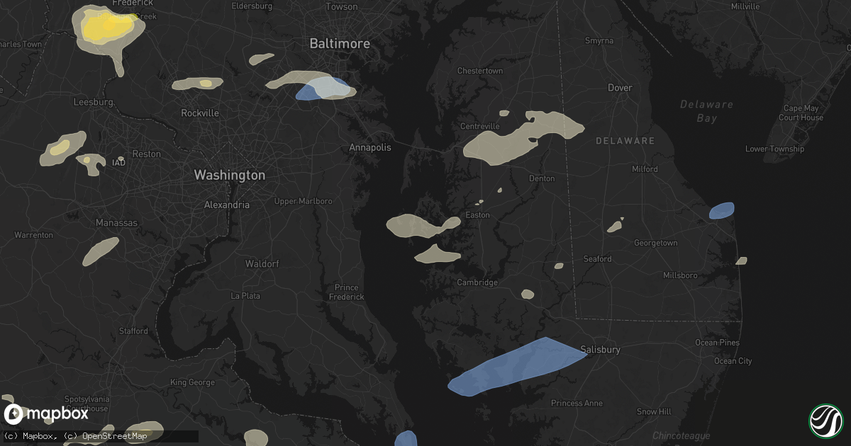 Hail map in Bozman, MD on July 18, 2026