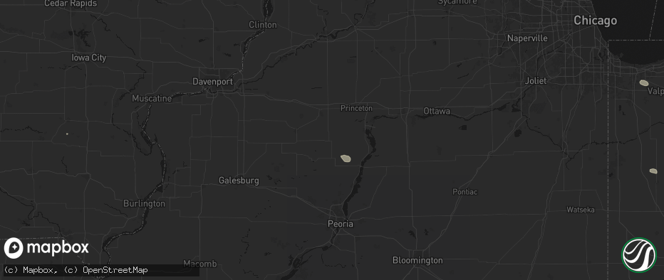 Hail map in Bradford, IL on July 18, 2026