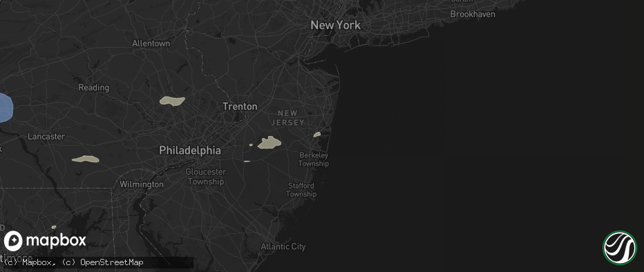 Hail map in Brick, NJ on July 18, 2026