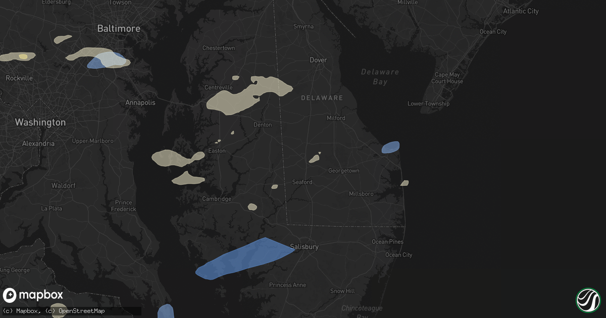 Hail map in Bridgeville, DE on July 18, 2026