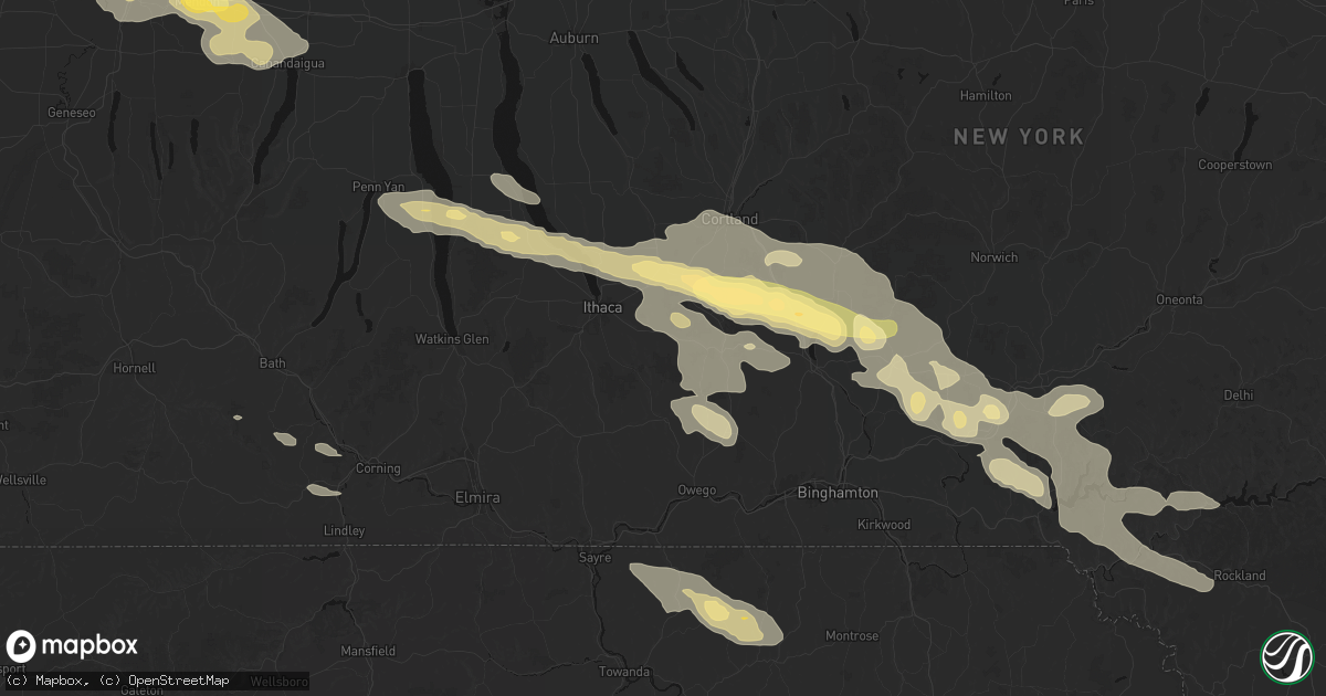 Hail map in Brooktondale, NY on July 18, 2026