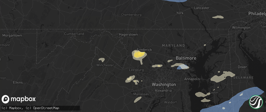 Hail map in Brunswick, MD on July 18, 2026
