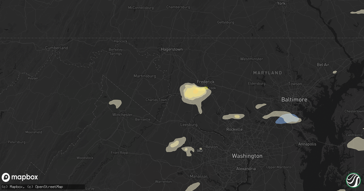 Hail map in Brunswick, MD on July 18, 2026